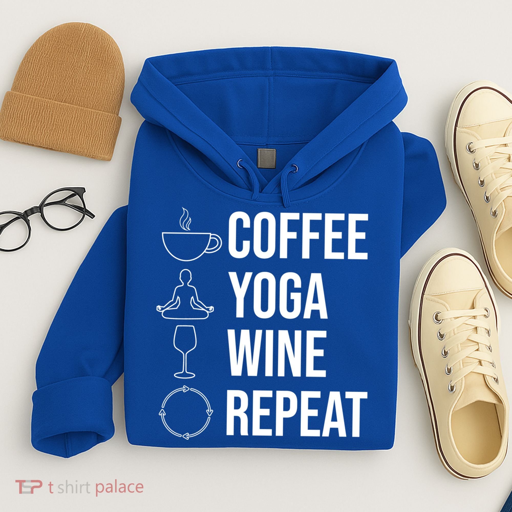 Coffee Yoga Wine Repeat Gift Hoodie