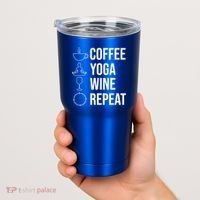 Coffee Yoga Wine Repeat Gift Tumbler thumb 2