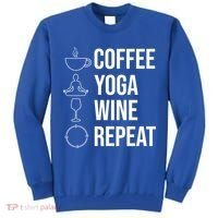 Coffee Yoga Wine Repeat Gift Tall Sweatshirt thumb 0