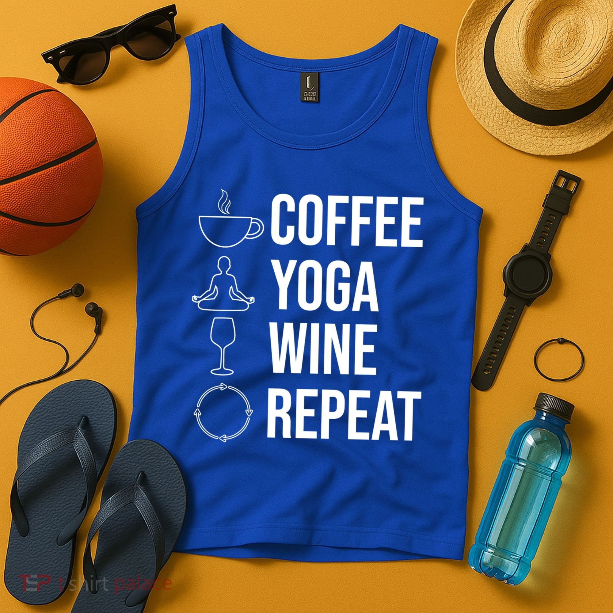 Coffee Yoga Wine Repeat Gift Tank Top