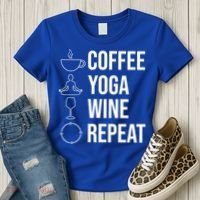 Coffee Yoga Wine Repeat Gift Women's T-Shirt thumb 3