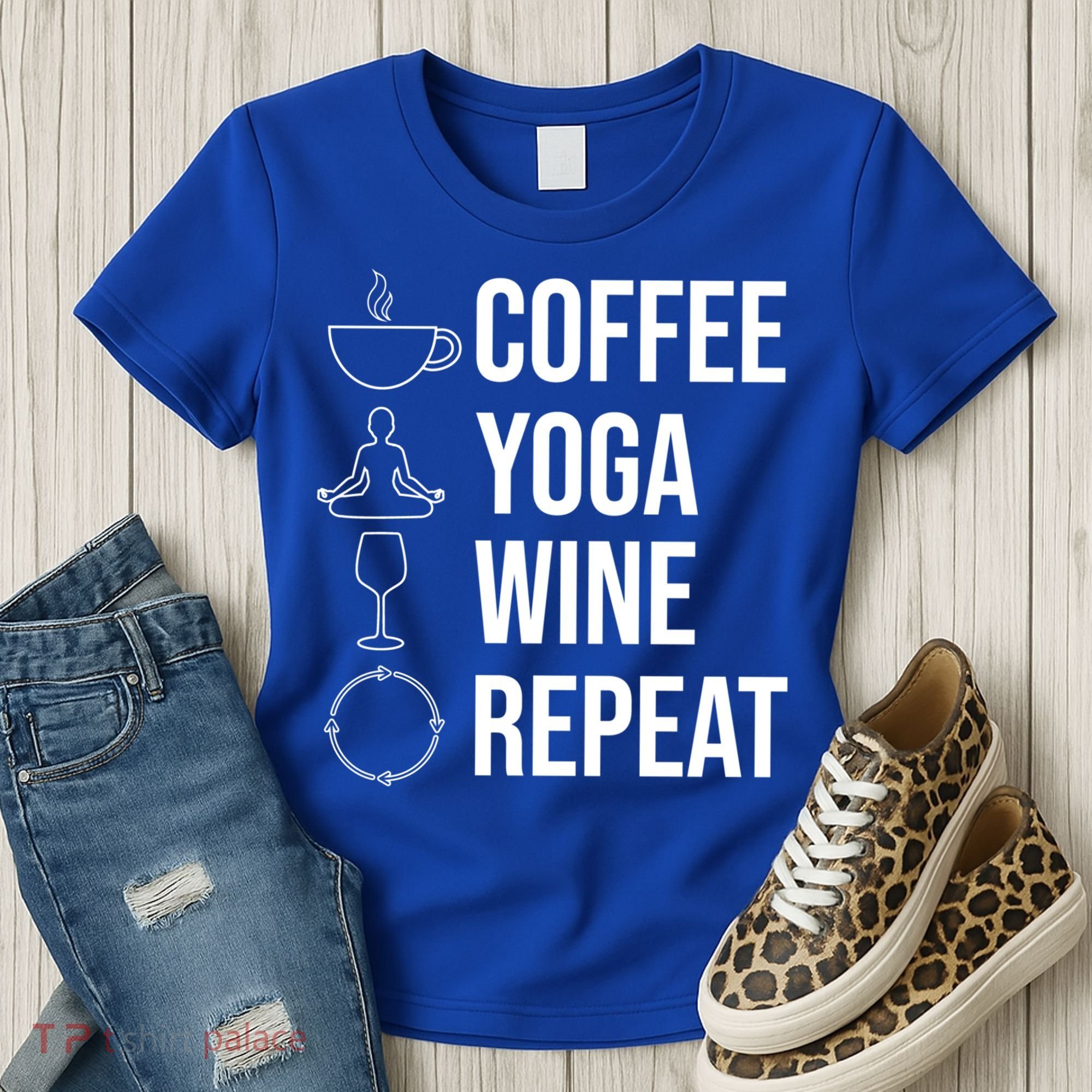 Coffee Yoga Wine Repeat Gift Women's T-Shirt
