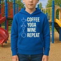 Coffee Yoga Wine Repeat Gift Kids Hoodie thumb 2
