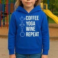 Coffee Yoga Wine Repeat Gift Kids Hoodie thumb 3