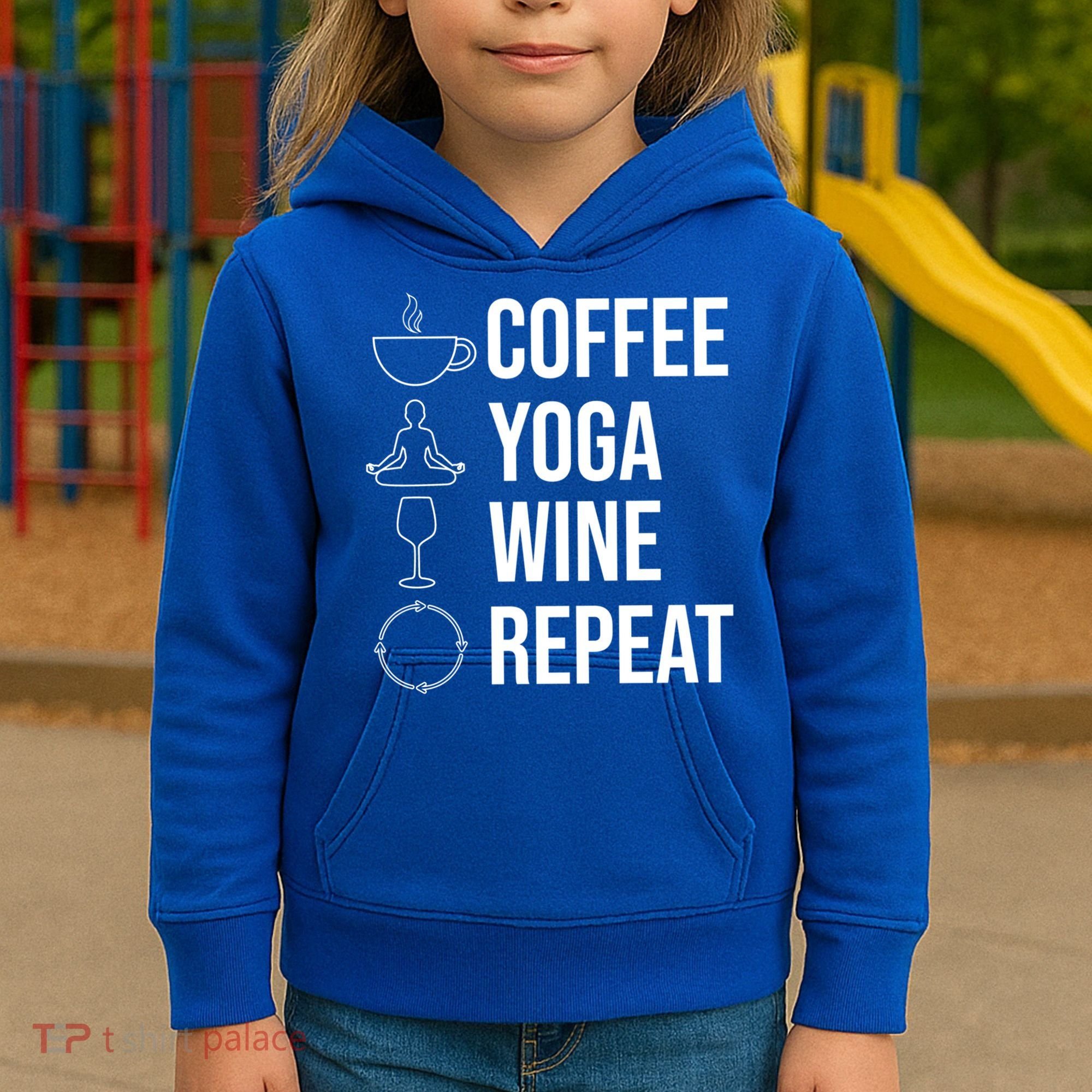 Coffee Yoga Wine Repeat Gift Kids Hoodie