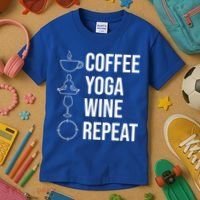 Coffee Yoga Wine Repeat Gift Kids T-Shirt thumb 3