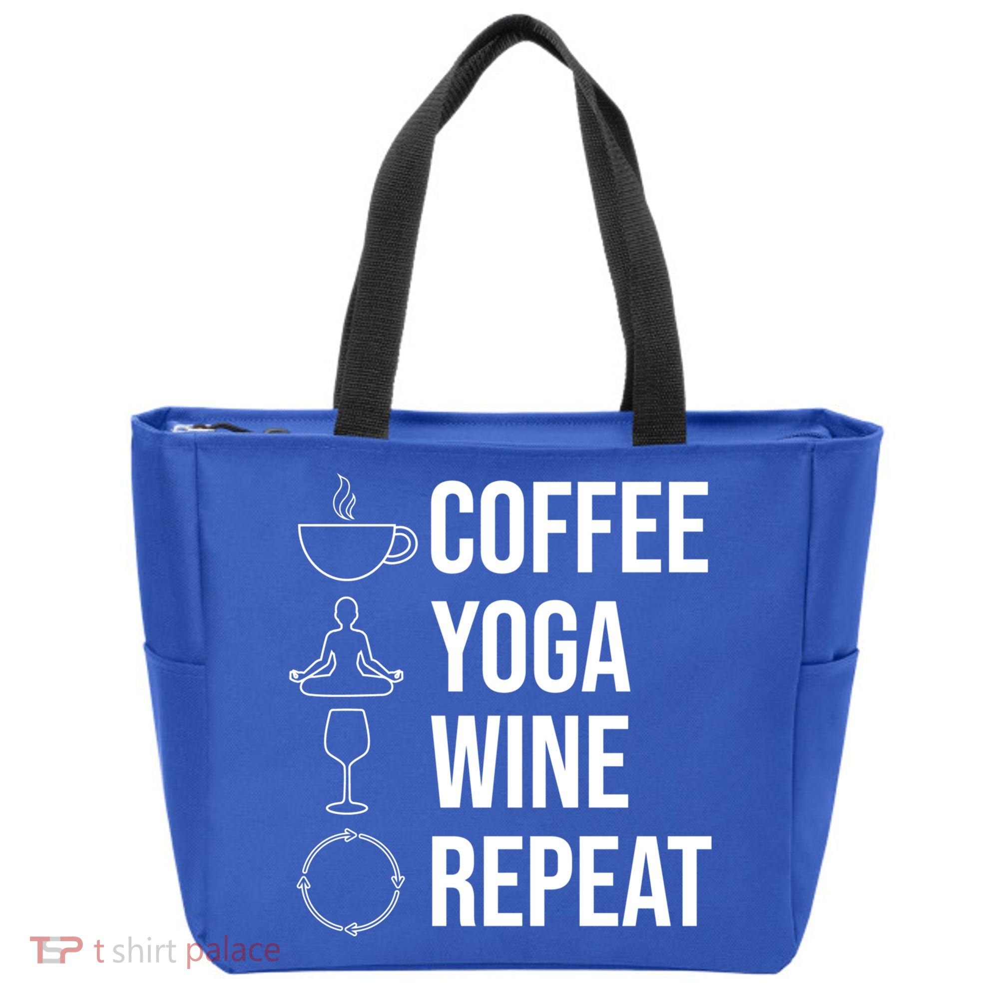 Coffee Yoga Wine Repeat Gift Tote Bag