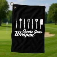 Choose Your Weapon Kitchen Birthday Chef Cook Cooking Gift Chef Bbq Golf Towel thumb 1