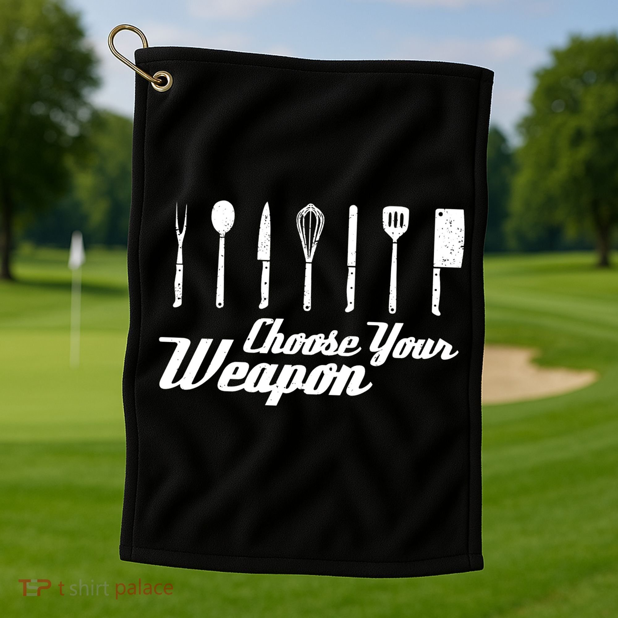 Choose Your Weapon Kitchen Birthday Chef Cook Cooking Gift Chef Bbq Golf Towel