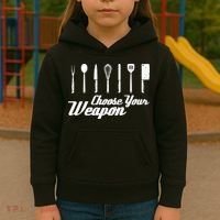 Choose Your Weapon Kitchen Birthday Chef Cook Cooking Gift Chef Bbq Kids Hoodie thumb 3
