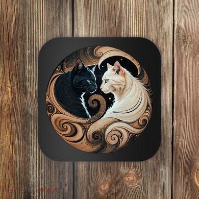 Cats Yin Yang Coaster