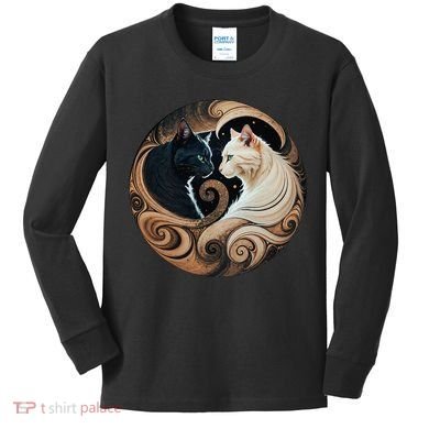 Cats Yin Yang Kids Long Sleeve Shirt