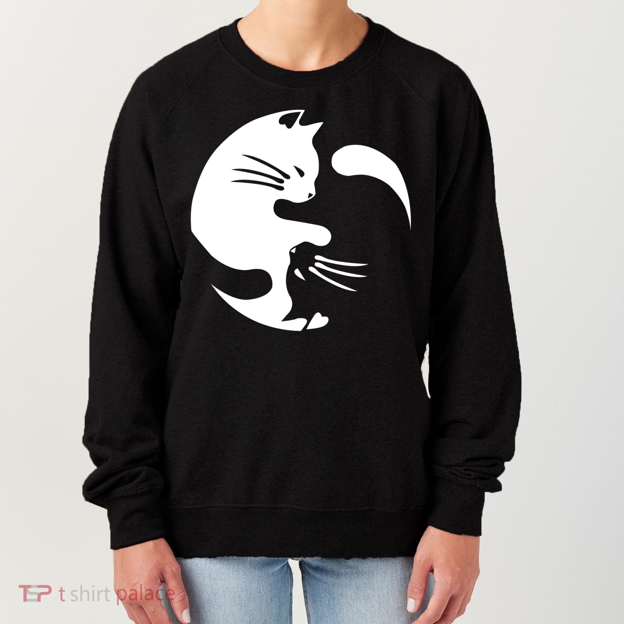 Cat Yin Yang Peace Loving Interconnected Great Gift Idea Meaningful Gift Women's Sweatshirt