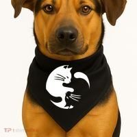Cat Yin Yang Peace Loving Interconnected Great Gift Idea Meaningful Gift USA-Made Doggie Bandana thumb 1