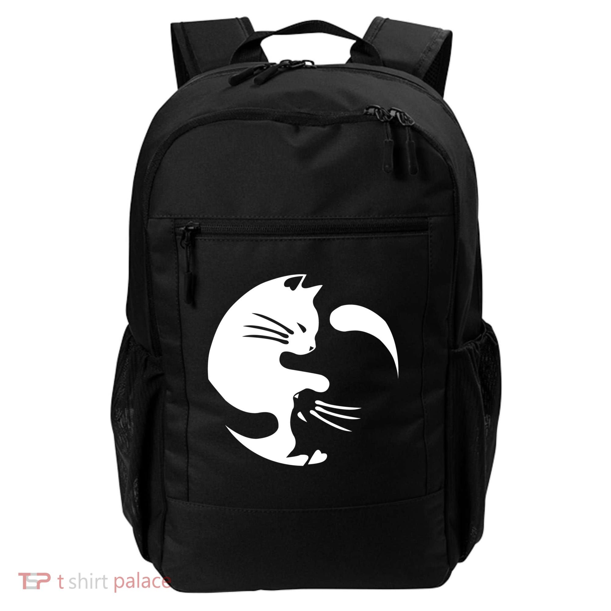Cat Yin Yang Peace Loving Interconnected Great Gift Idea Meaningful Gift Backpack