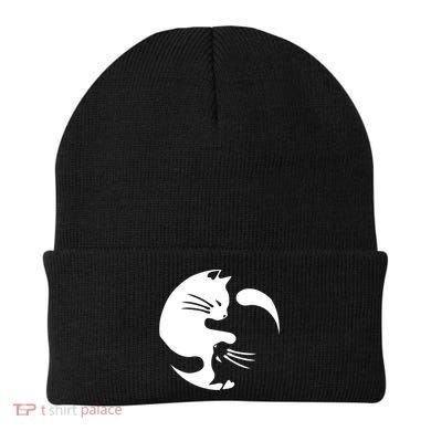 Cat Yin Yang Peace Loving Interconnected Great Gift Idea Meaningful Gift Beanie