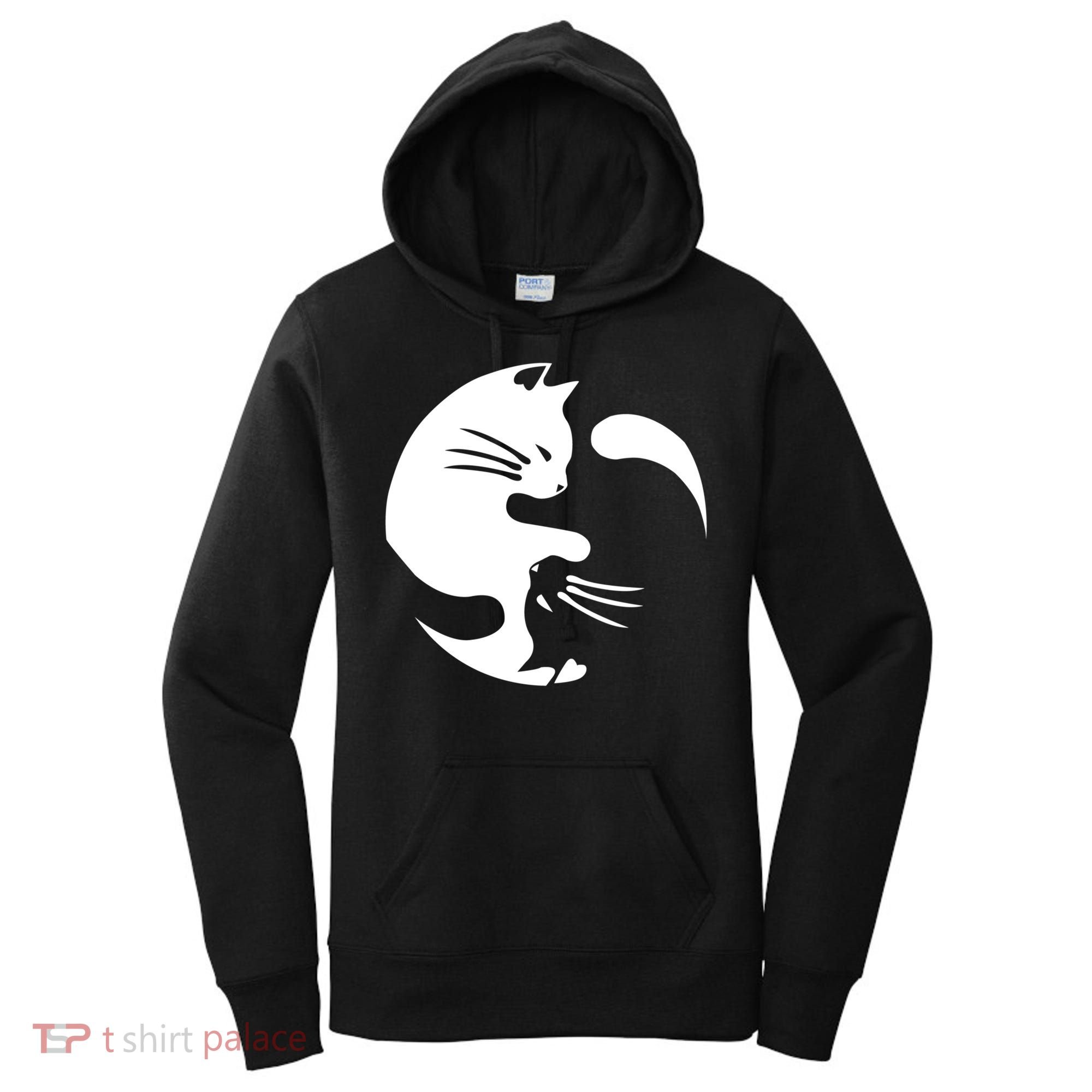 Cat Yin Yang Peace Loving Interconnected Great Gift Idea Meaningful Gift Women's Hoodie