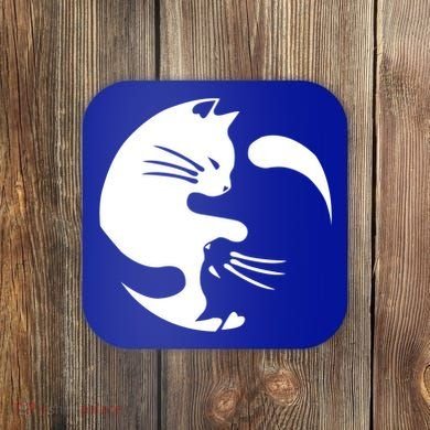 Cat Yin Yang Peace Loving Interconnected Great Gift Idea Meaningful Gift Coaster
