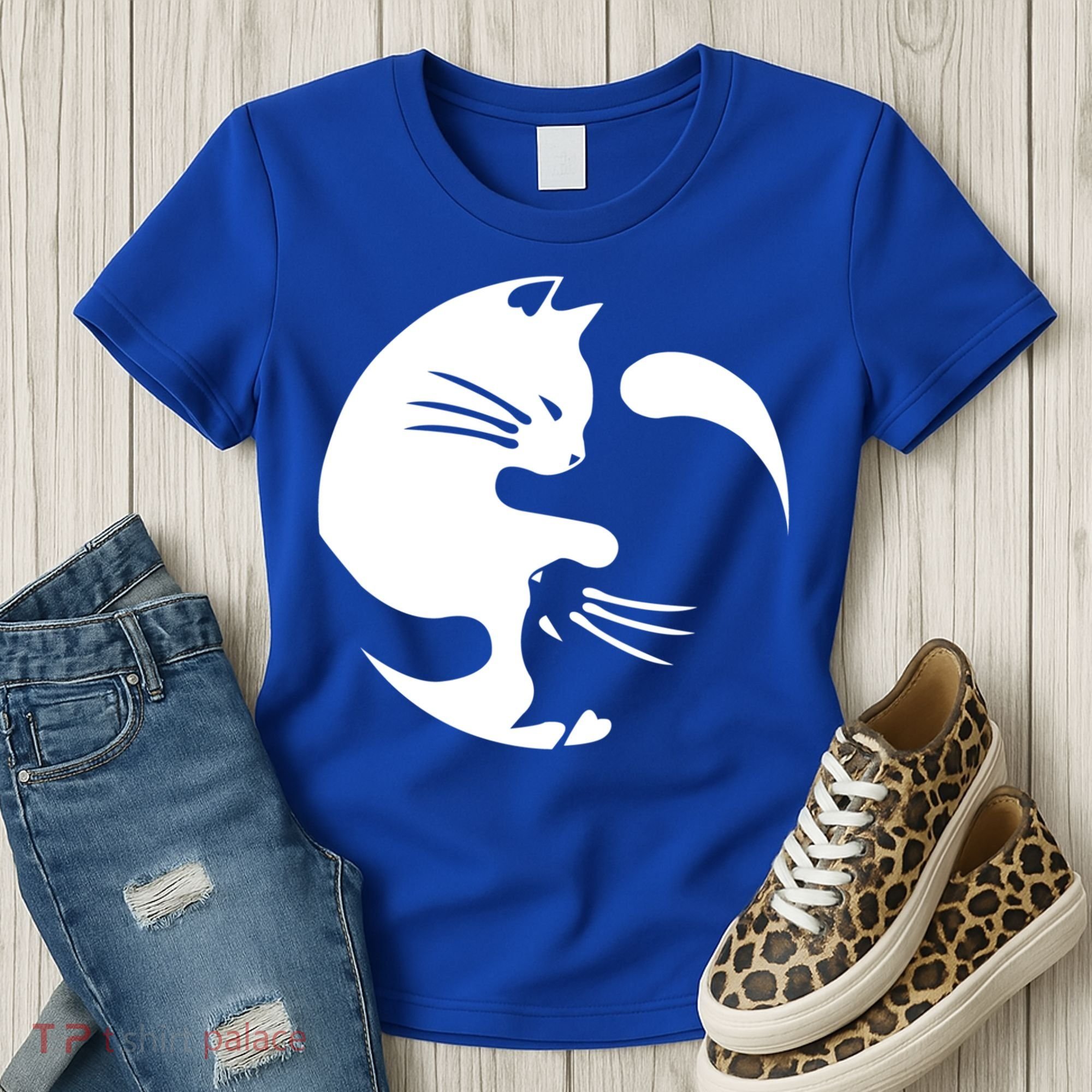 Cat Yin Yang Peace Loving Interconnected Great Gift Idea Meaningful Gift Women's T-Shirt