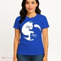 Cat Yin Yang Peace Loving Interconnected Great Gift Idea Meaningful Gift Women's T-Shirt thumb 4