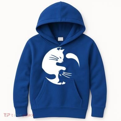 Cat Yin Yang Peace Loving Interconnected Great Gift Idea Meaningful Gift Kids Hoodie
