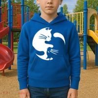 Cat Yin Yang Peace Loving Interconnected Great Gift Idea Meaningful Gift Kids Hoodie thumb 2