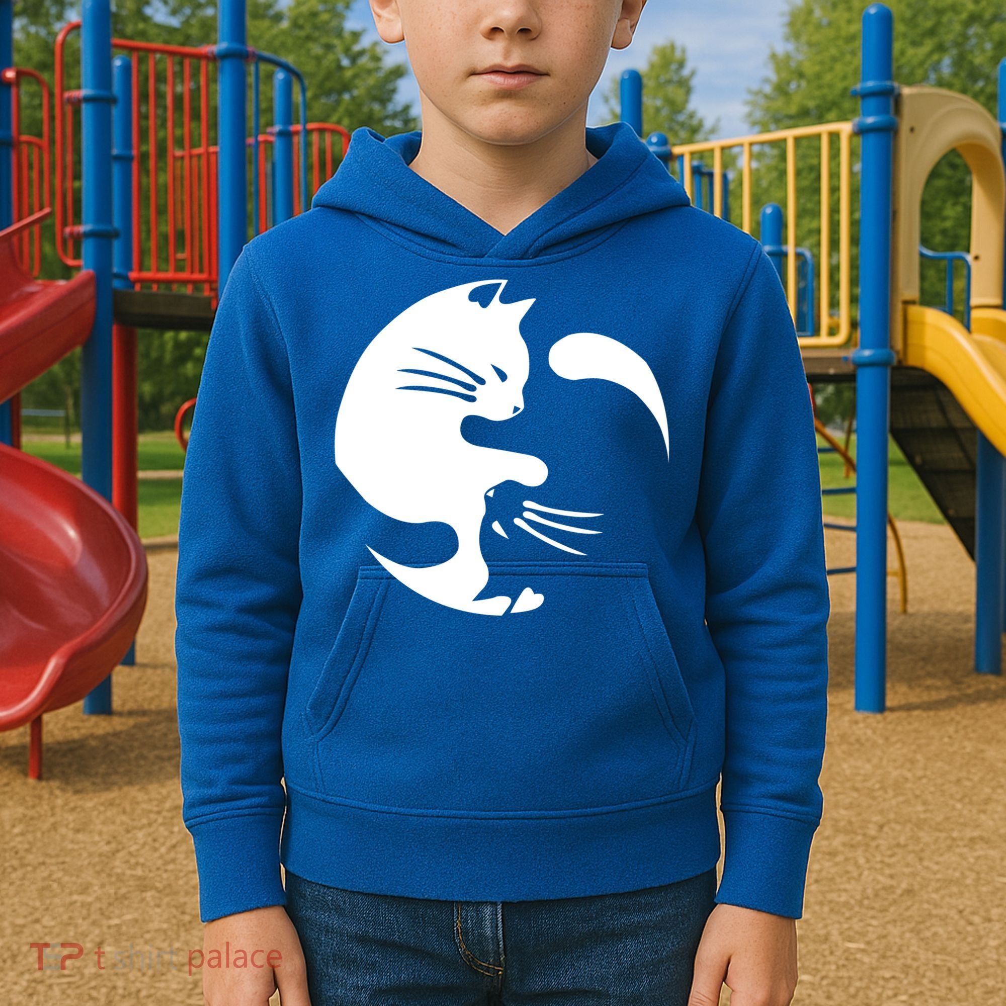 Cat Yin Yang Peace Loving Interconnected Great Gift Idea Meaningful Gift Kids Hoodie