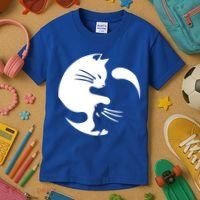 Cat Yin Yang Peace Loving Interconnected Great Gift Idea Meaningful Gift Kids T-Shirt thumb 3