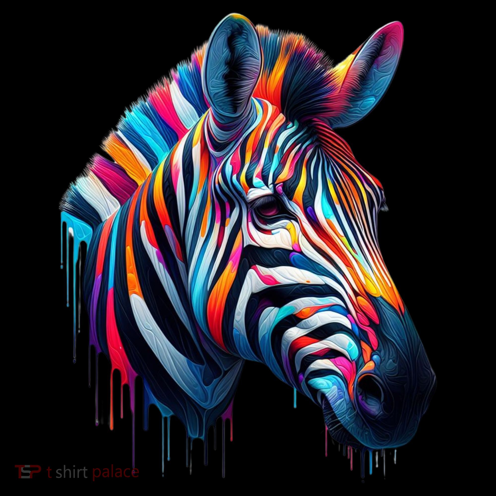 Colorful Zebra Dripping T-Shirt
