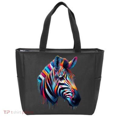 Colorful Zebra Dripping Tote Bag