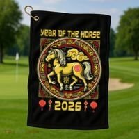 Chinese Zodiac Horse Year 2026 Golf Towel thumb 1