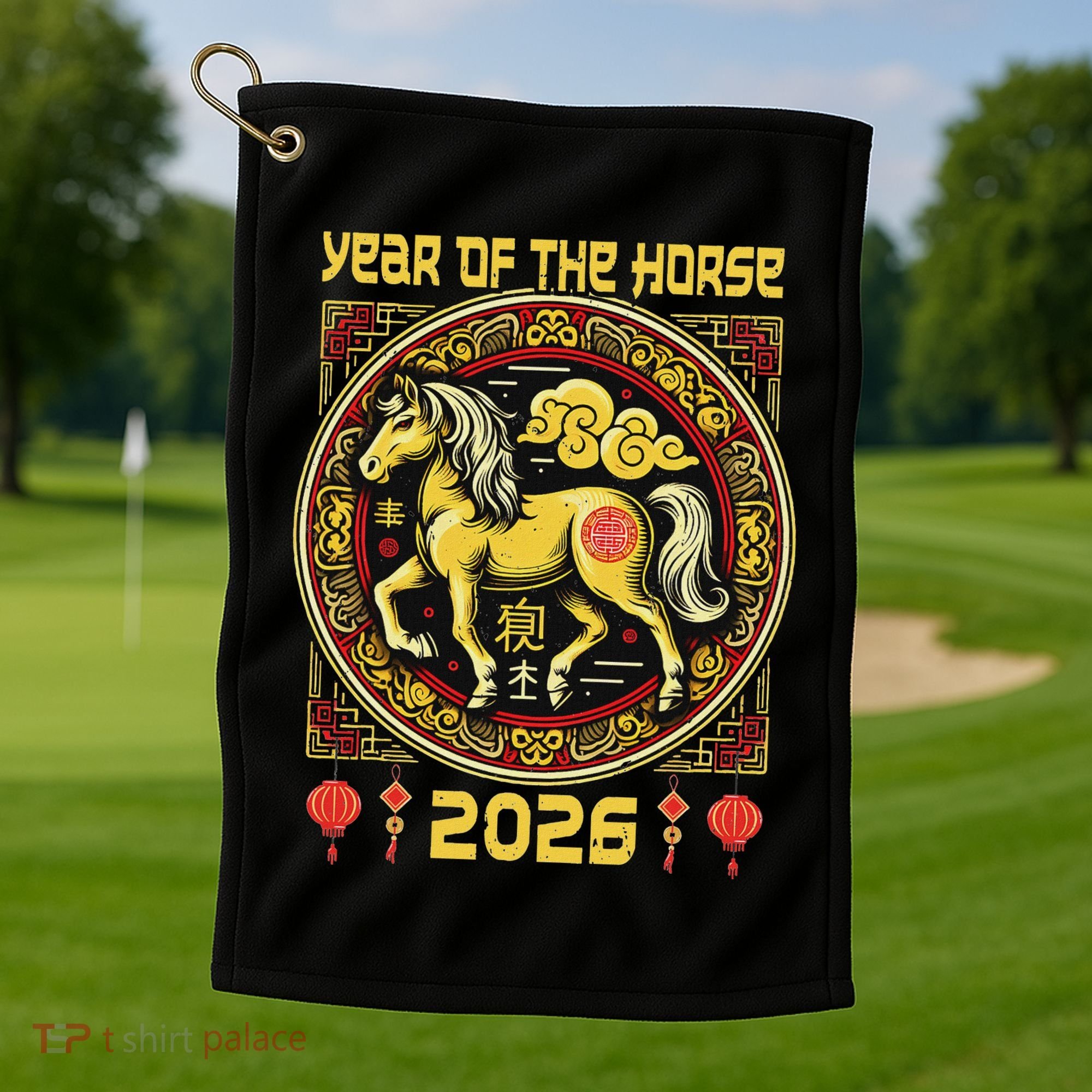 Chinese Zodiac Horse Year 2026 Golf Towel