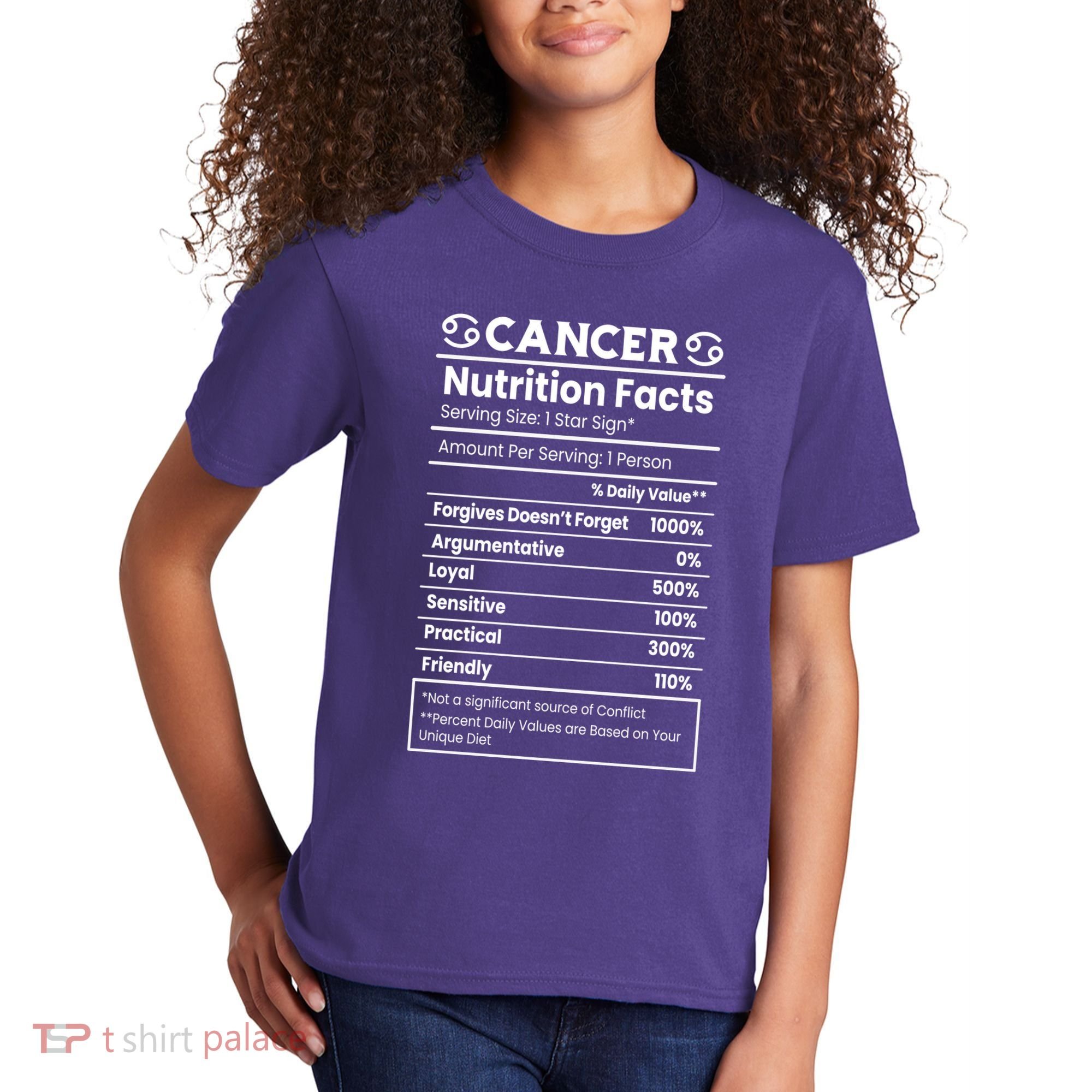 Cancer Zodiac Nutrition Facts Kids T-Shirt