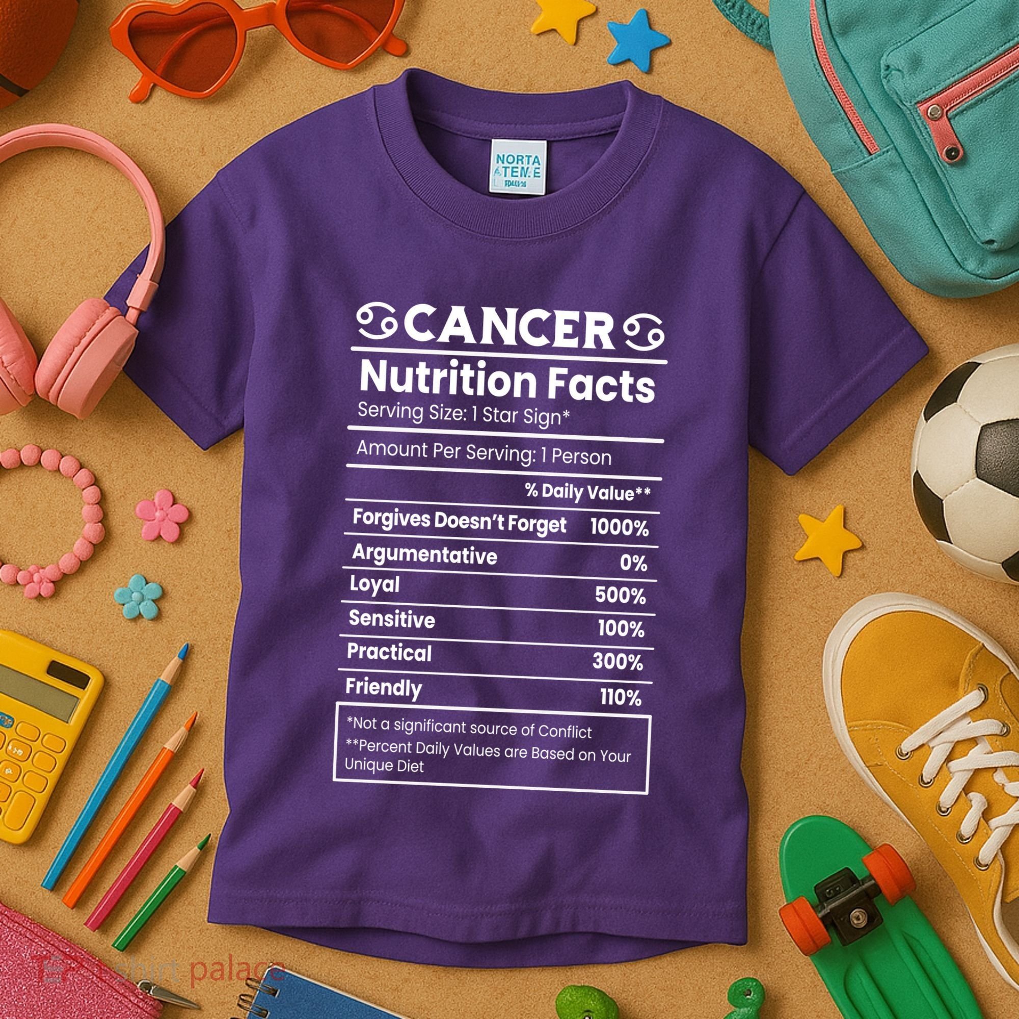 Cancer Zodiac Nutrition Facts Kids T-Shirt