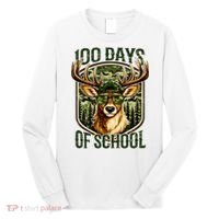 Deer 100 Days Of School Student Teacher 100th Day Long Sleeve Shirt thumb 0
