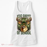 Deer 100 Days Of School Student Teacher 100th Day Women's Tank Top thumb 0