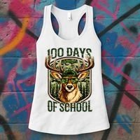Deer 100 Days Of School Student Teacher 100th Day Women's Tank Top thumb 3