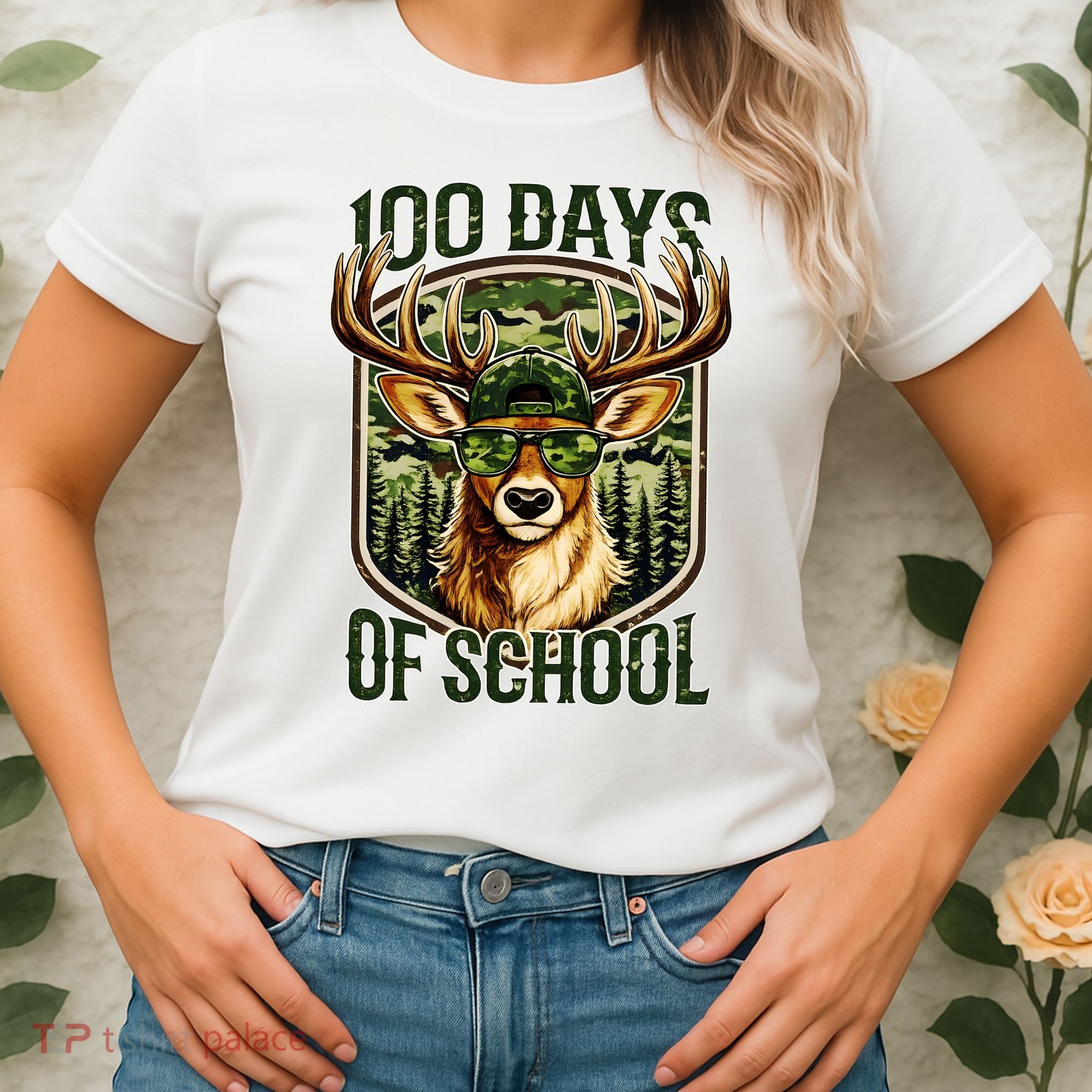 Deer 100 Days Of School Student Teacher 100th Day Women's T-Shirt