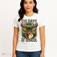 Deer 100 Days Of School Student Teacher 100th Day Women's T-Shirt thumb 4