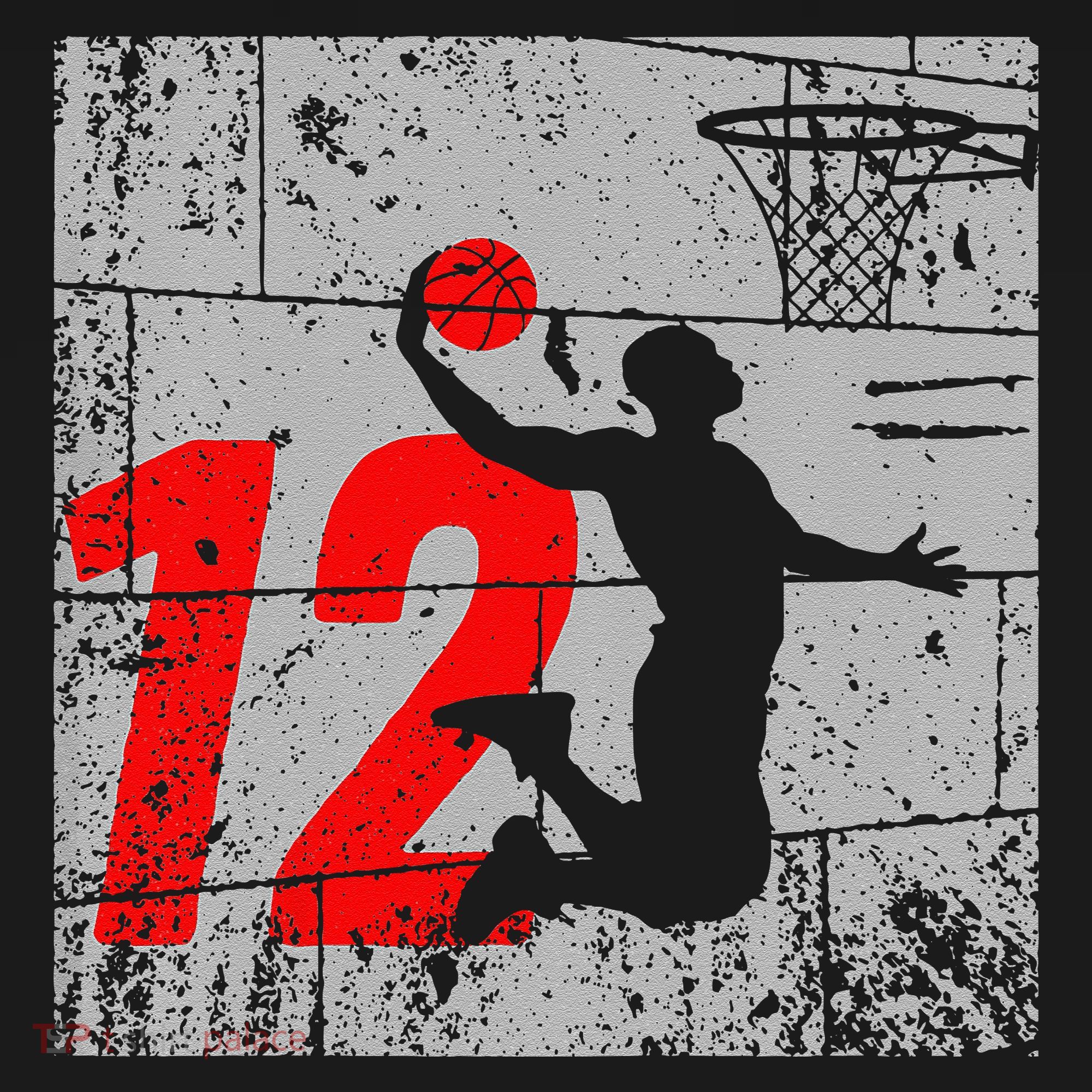 Distressed 12 Year Old 12th Basketball Birthday Slam Dunk Women's Hoodie