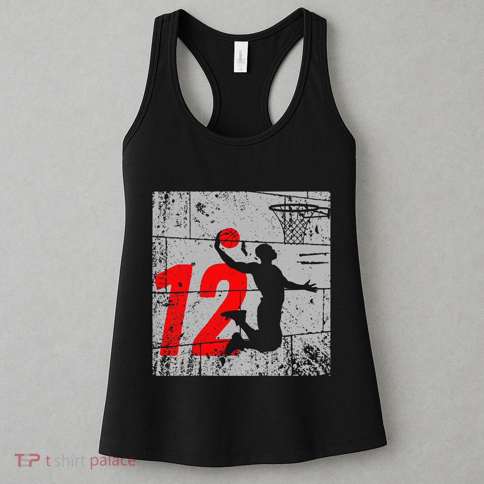 Distressed 12 Year Old 12th Basketball Birthday Slam Dunk Women's Tank Top