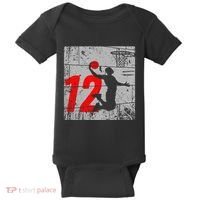 Distressed 12 Year Old 12th Basketball Birthday Slam Dunk Baby Bodysuit thumb 0