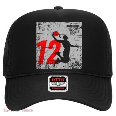Distressed 12 Year Old 12th Basketball Birthday Slam Dunk Hat