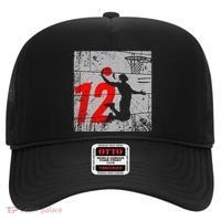 Distressed 12 Year Old 12th Basketball Birthday Slam Dunk Hat thumb 0