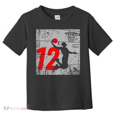 Distressed 12 Year Old 12th Basketball Birthday Slam Dunk Toddler T-Shirt