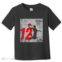 Distressed 12 Year Old 12th Basketball Birthday Slam Dunk Toddler T-Shirt thumb 0