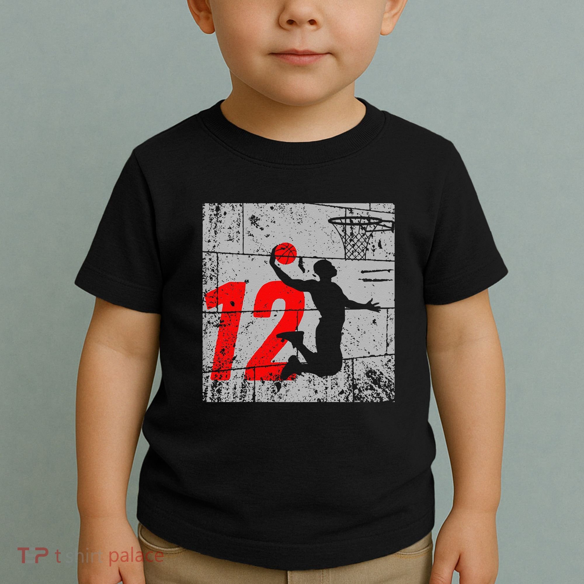 Distressed 12 Year Old 12th Basketball Birthday Slam Dunk Toddler T-Shirt