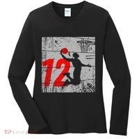Distressed 12 Year Old 12th Basketball Birthday Slam Dunk Women's Long Sleeve Shirt thumb 0