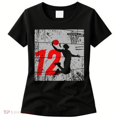 Distressed 12 Year Old 12th Basketball Birthday Slam Dunk Women's T-Shirt