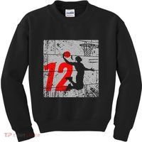 Distressed 12 Year Old 12th Basketball Birthday Slam Dunk Kids Sweatshirt thumb 0